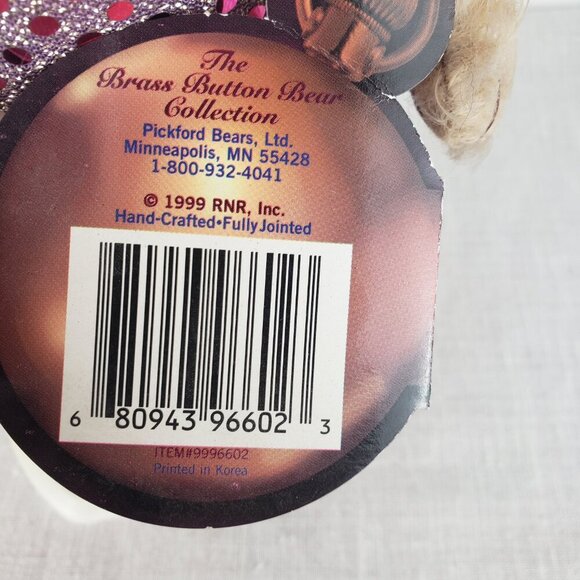 Pickford Brass Button Bears Daisy 1920s Gatsby 12" flapper bear tag & stand - Picture 8 of 12